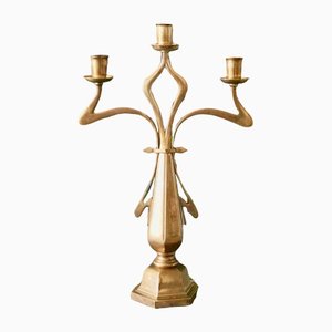 Large Art Nouveau Brass Candleholder-DVX-1259721