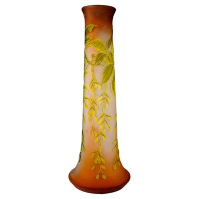 Large Art Nouveau Cameo Vase with Ash-Maple Decor by Émile Gallé, France, 1910s-EMT-1812079