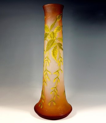 Large Art Nouveau Cameo Vase with Ash-Maple Decor by Émile Gallé, France, 1910s-EMT-1812079