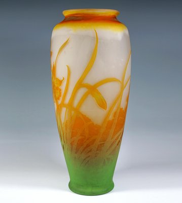 Large Art Nouveau Cameo Vase with Daffodil Decor by Émile Gallé, France, 1904-EMT-1785954