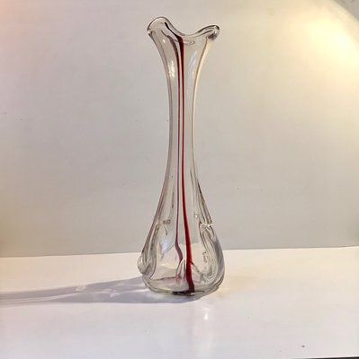 Large Art Nouveau Glass Vase with Cherry Threading, 1910s-LCR-892921