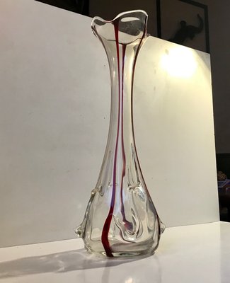 Large Art Nouveau Glass Vase with Cherry Threading, 1910s-LCR-892921