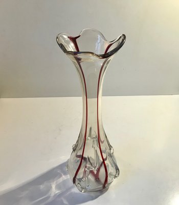 Large Art Nouveau Glass Vase with Cherry Threading, 1910s-LCR-892921