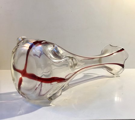 Large Art Nouveau Glass Vase with Cherry Threading, 1910s-LCR-892921