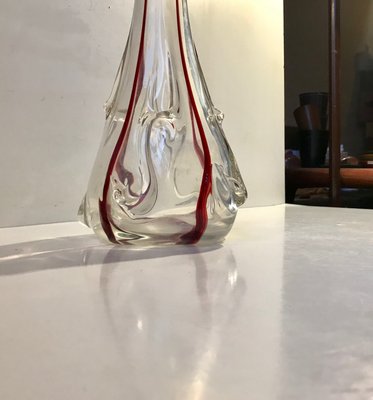 Large Art Nouveau Glass Vase with Cherry Threading, 1910s-LCR-892921