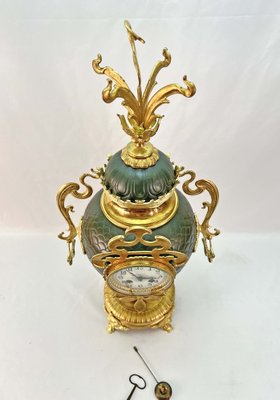 Large Art Nouveau Golden Bronze Clock, 1890s-AWH-1450786