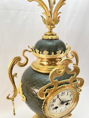 Large Art Nouveau Golden Bronze Clock, 1890s-AWH-1450786