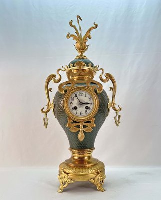 Large Art Nouveau Golden Bronze Clock, 1890s-AWH-1450786