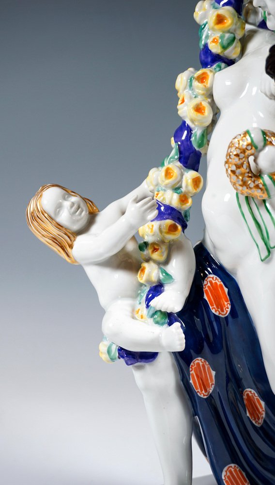 Large Art Nouveau Meissen Figure Flora with Cupids by Emmerich Oehler, 1913