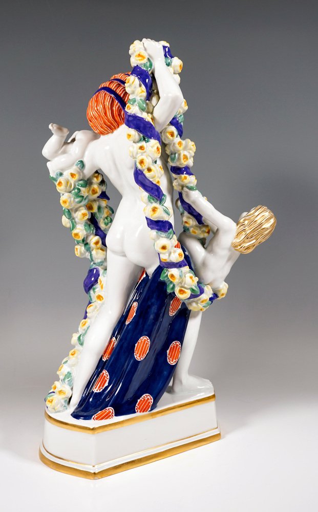 Large Art Nouveau Meissen Figure Flora with Cupids by Emmerich Oehler, 1913