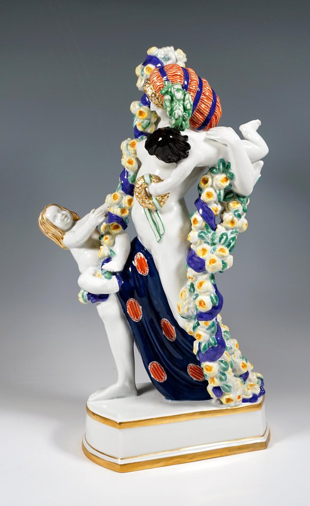 Large Art Nouveau Meissen Figure Flora with Cupids by Emmerich Oehler, 1913