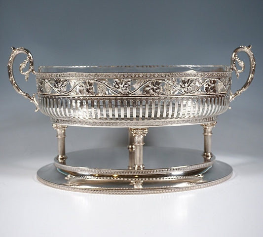 Large Art Nouveau Silver Centerpiece on Columns attributed to Bruckmann & Sons, Germany, 1890s