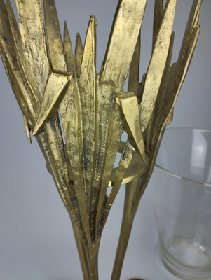 Large Art Nouveau Style Floor Vase in Brass and Glass, 1970-SFQ-2024465