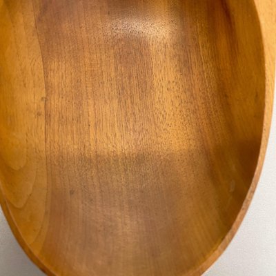 Large Austrian Light Teak Bowl with Brass and Leather Handle by Carl Auböck, 1950s-QZ-1133559