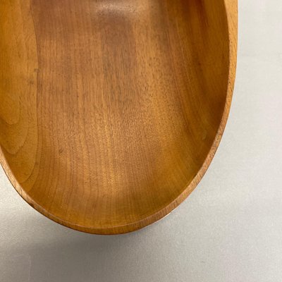 Large Austrian Light Teak Bowl with Brass and Leather Handle by Carl Auböck, 1950s-QZ-1133559