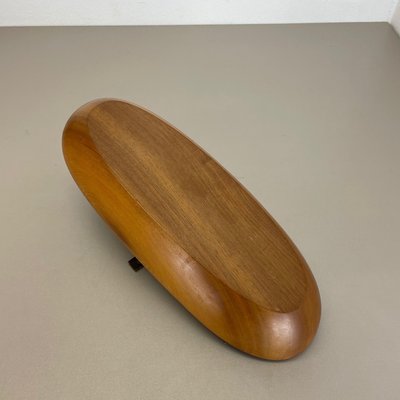 Large Austrian Light Teak Bowl with Brass and Leather Handle by Carl Auböck, 1950s-QZ-1133559