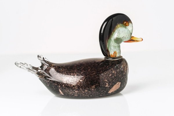 Large Aventurine Glass Sculpture of a Duck by V. Nason, Murano-LBS-809145