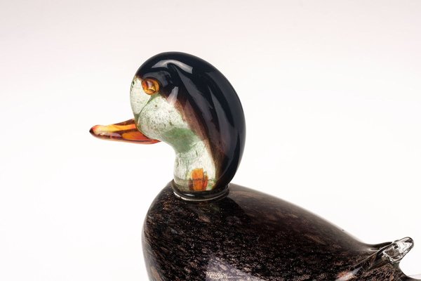 Large Aventurine Glass Sculpture of a Duck by V. Nason, Murano-LBS-809145