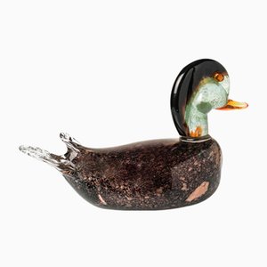 Large Aventurine Glass Sculpture of a Duck by V. Nason, Murano-LBS-809145