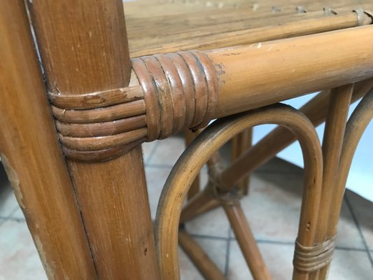 Large Bamboo Rattan & Glass Coffee Table, 1970s-WQQ-1179425