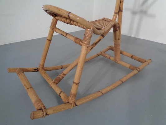 Large Bamboo Rocking Horse by Dirk van Sliedregt for Rohé Noordwolde, 1950s-RDW-680596