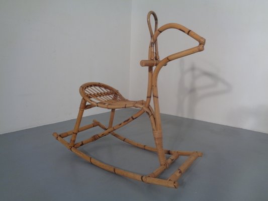 Large Bamboo Rocking Horse by Dirk van Sliedregt for Rohé Noordwolde, 1950s-RDW-680596