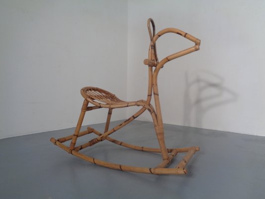 Large Bamboo Rocking Horse by Dirk van Sliedregt for Rohé Noordwolde, 1950s-RDW-680596