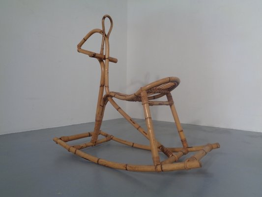 Large Bamboo Rocking Horse by Dirk van Sliedregt for Rohé Noordwolde, 1950s-RDW-680596