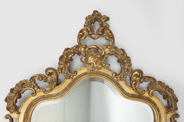 Large Baroque Mirror in Gilded Wood, 1950-YSY-2033782