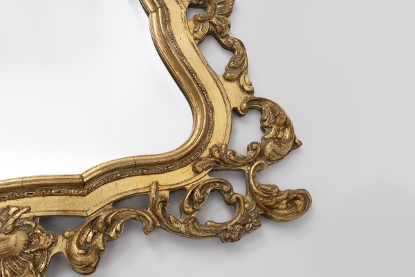 Large Baroque Mirror in Gilded Wood, 1950-YSY-2033782