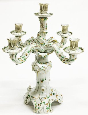 Large Baroque Style Green and Gold Porcelain Candelabra from Herend Hungary-UCH-1224586