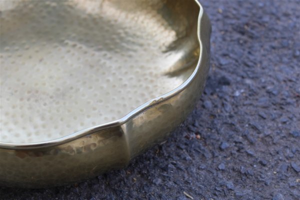 Large Baroque Style Italian Hammered Brass Bowl, 1970s-EH-703935