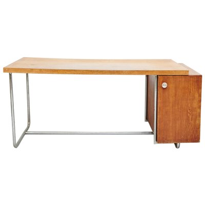 Large Bauhaus Desk in Wood and Tubular Metal, 1930-WM-1395397