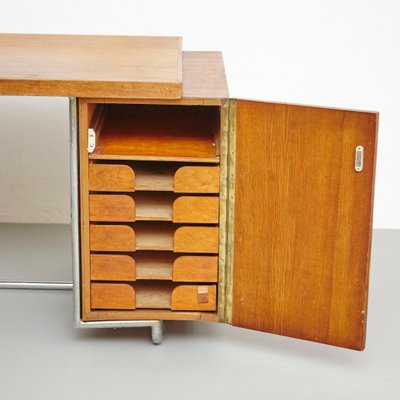 Large Bauhaus Desk in Wood and Tubular Metal, 1930-WM-1395397