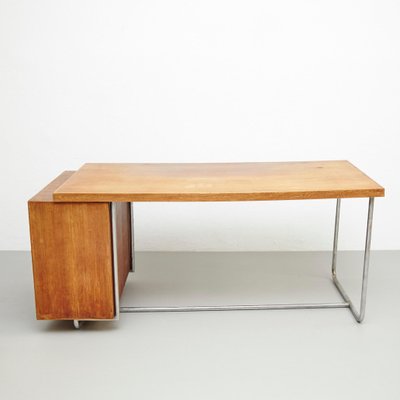 Large Bauhaus Desk in Wood and Tubular Metal, 1930-WM-1395397