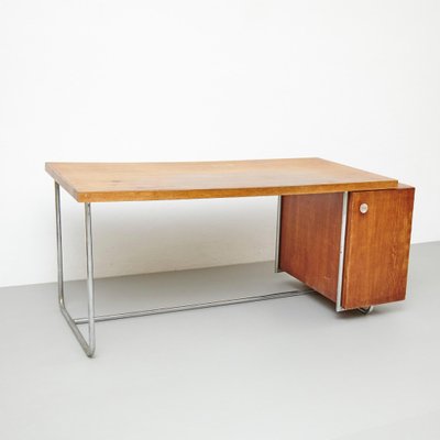 Large Bauhaus Desk in Wood and Tubular Metal, 1930-WM-1395397