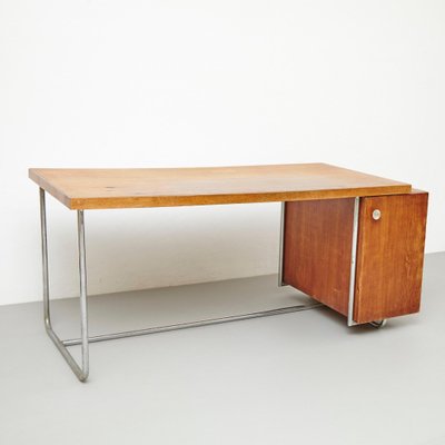 Large Bauhaus Desk in Wood and Tubular Metal, 1930-WM-1395397