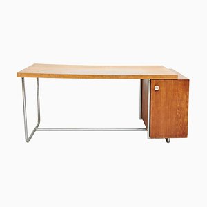 Large Bauhaus Desk in Wood and Tubular Metal, 1930-WM-1395397