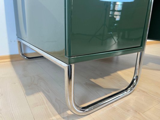 Large Bauhaus Partners Desk in Green Lacquer, Metal & Steeltube, Germany, 1930s-NNB-1724399