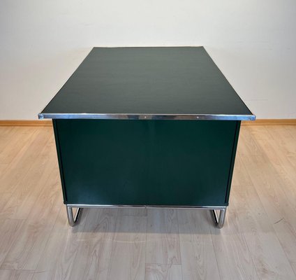 Large Bauhaus Partners Desk in Green Lacquer, Metal & Steeltube, Germany, 1930s-NNB-1724399