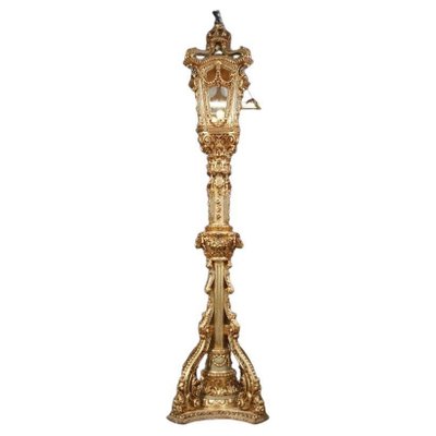 Large Beech Lantern Floor Lamp in Louis XV Style-FLW-1401984