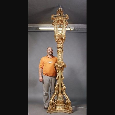 Large Beech Lantern Floor Lamp in Louis XV Style-FLW-1401984