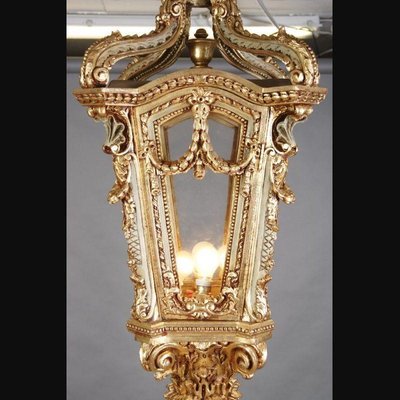 Large Beech Lantern Floor Lamp in Louis XV Style-FLW-1401984