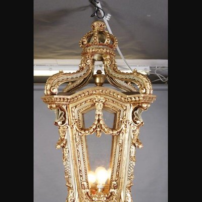 Large Beech Lantern Floor Lamp in Louis XV Style-FLW-1401984