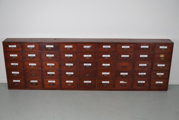 Large Belgian Pitch Pine Apothecary Cabinet with Enamel Shields, 1900s-XO-1743204