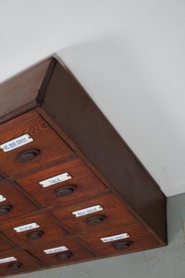 Large Belgian Pitch Pine Apothecary Cabinet with Enamel Shields, 1900s-XO-1743206