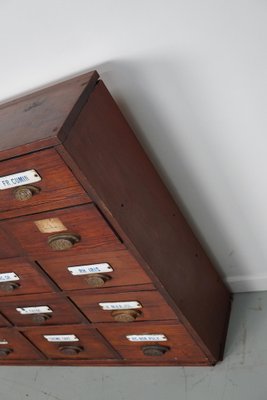 Large Belgian Pitch Pine Apothecary Cabinet with Enamel Shields, 1900s-XO-1743204