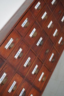 Large Belgian Pitch Pine Apothecary Cabinet with Enamel Shields, 1900s-XO-1743204