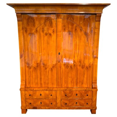 Large Biedermeier Armoire, Cherry Veneer, Rhineland, Germany, circa 1820-NNB-689500