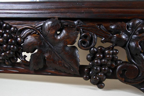 Large Black Forest Hand-Carved Wall Mirror with Grapes and Leaves, Austria, 1919-TQA-1322371